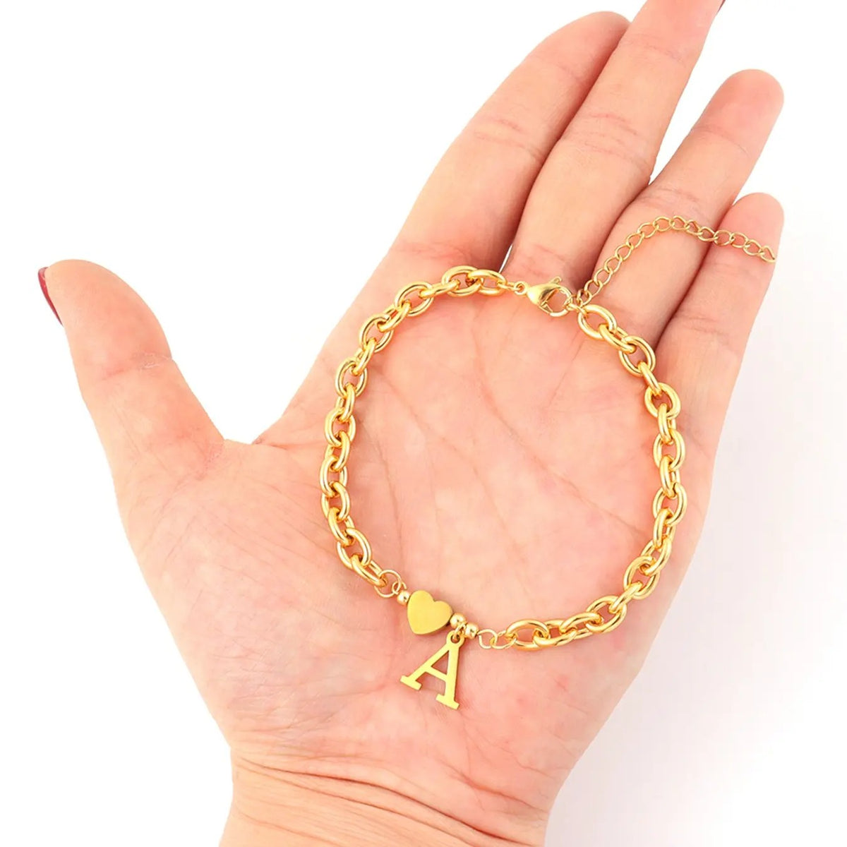 Dainty Heart Initial Anklet