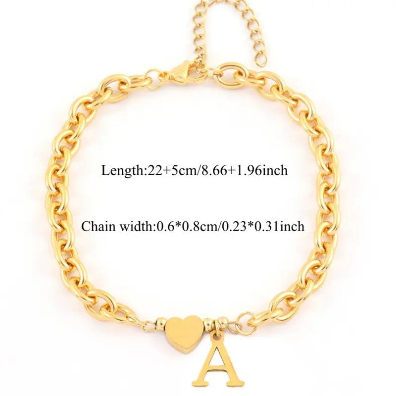 Dainty Heart Initial Anklet