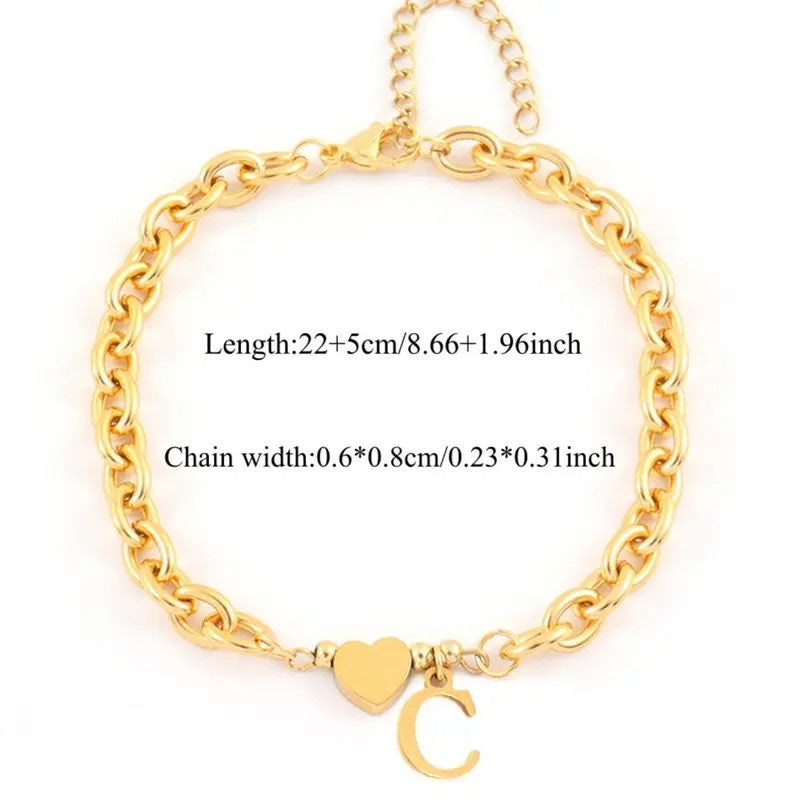 Dainty Heart Initial Anklet