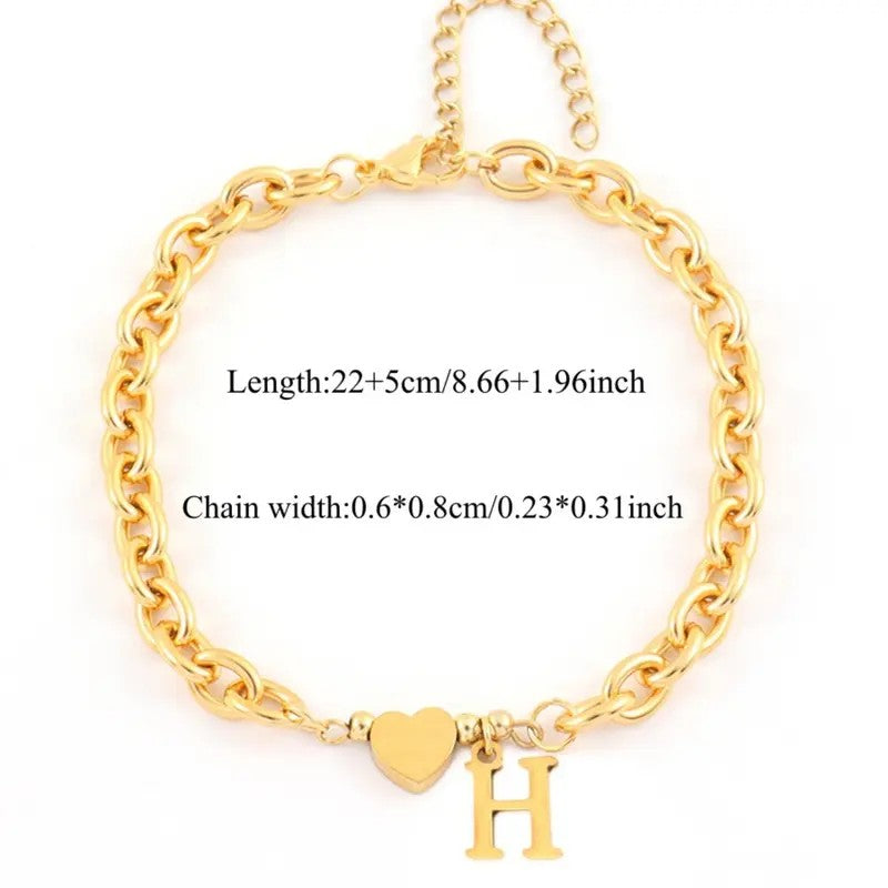 Dainty Heart Initial Anklet
