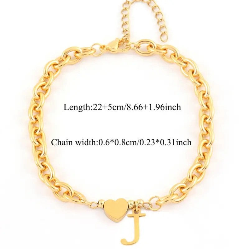 Dainty Heart Initial Anklet