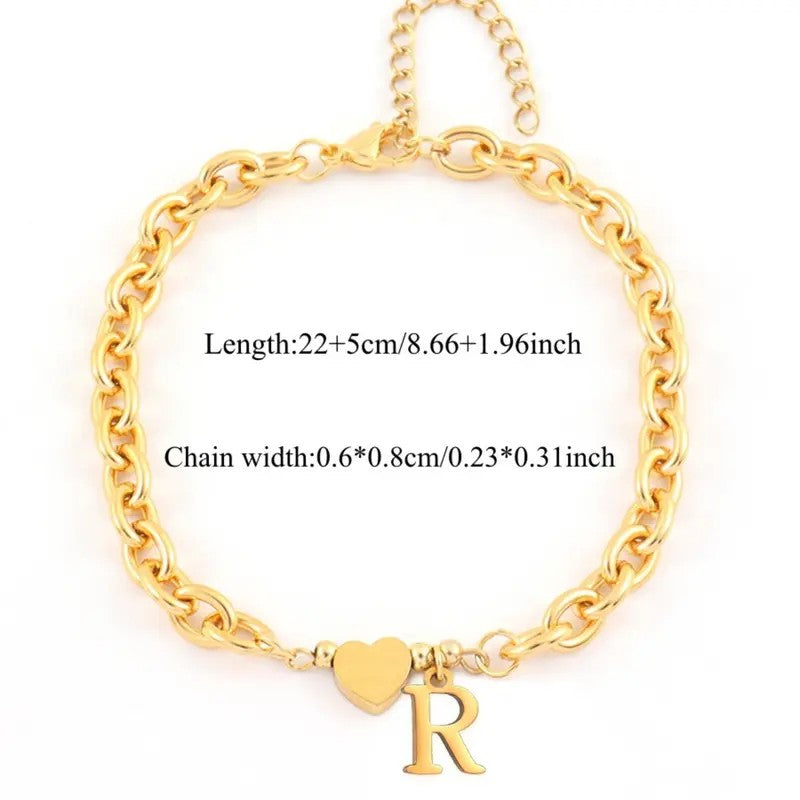 Dainty Heart Initial Anklet