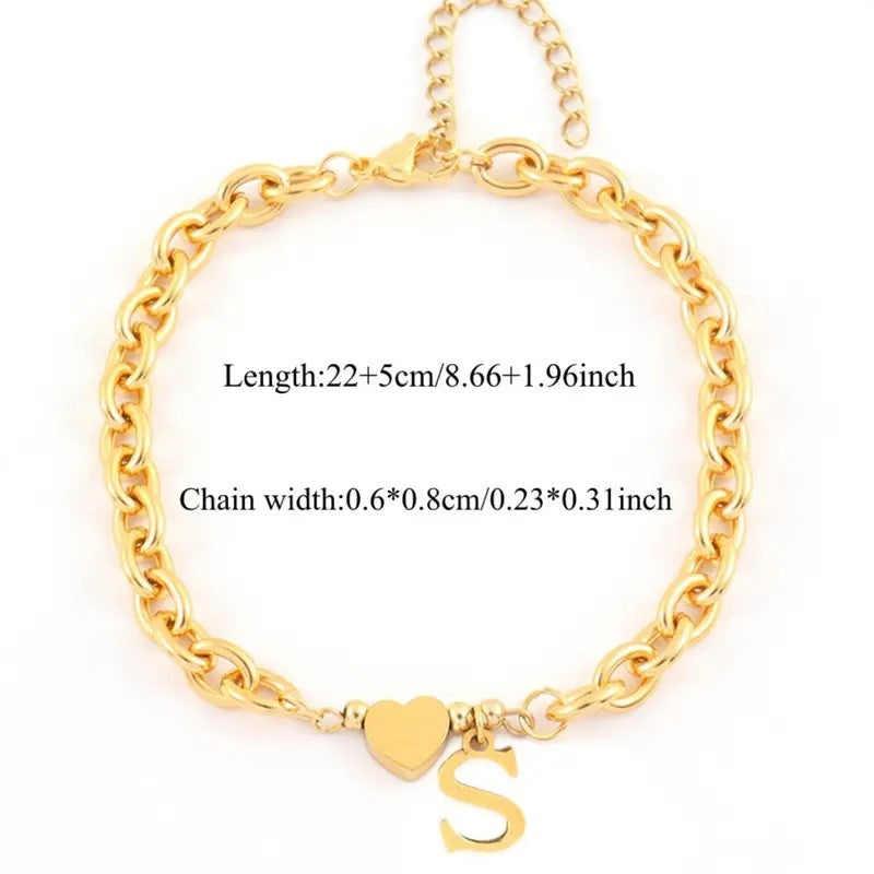 Dainty Heart Initial Anklet