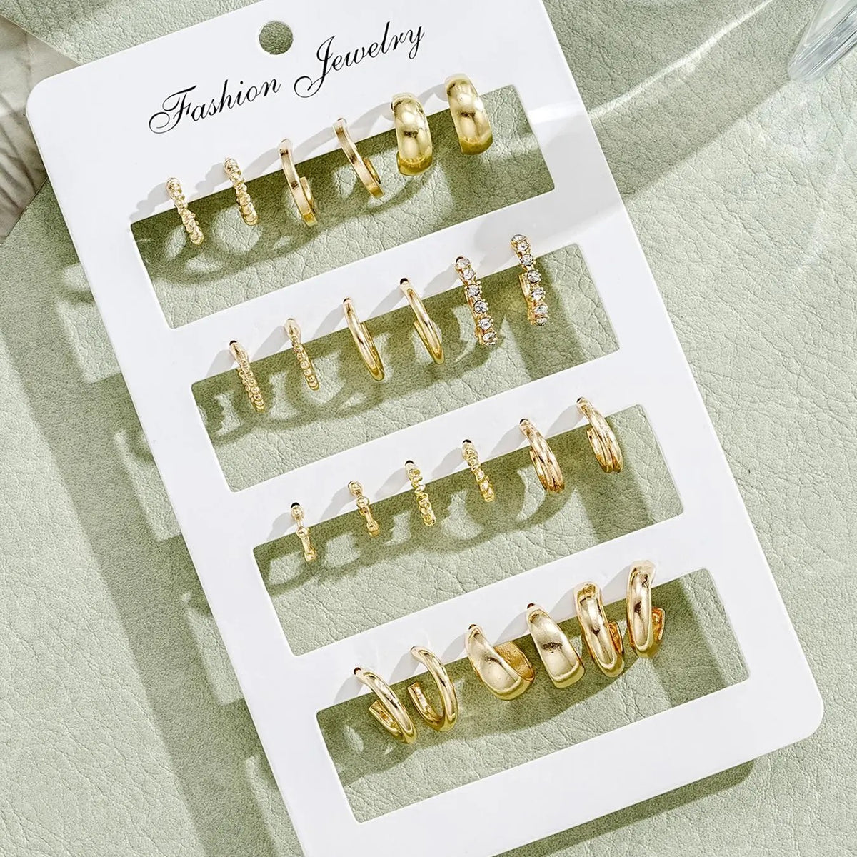 12pc Classy Mixed Textured Hoop Earring Set