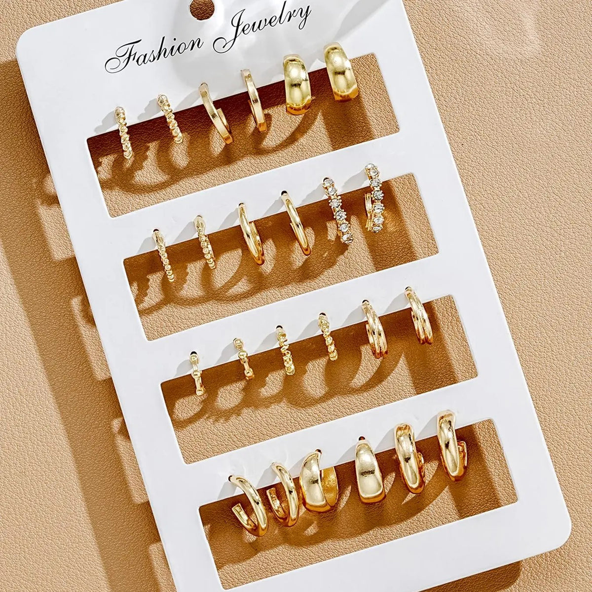 12pc Classy Mixed Textured Hoop Earring Set