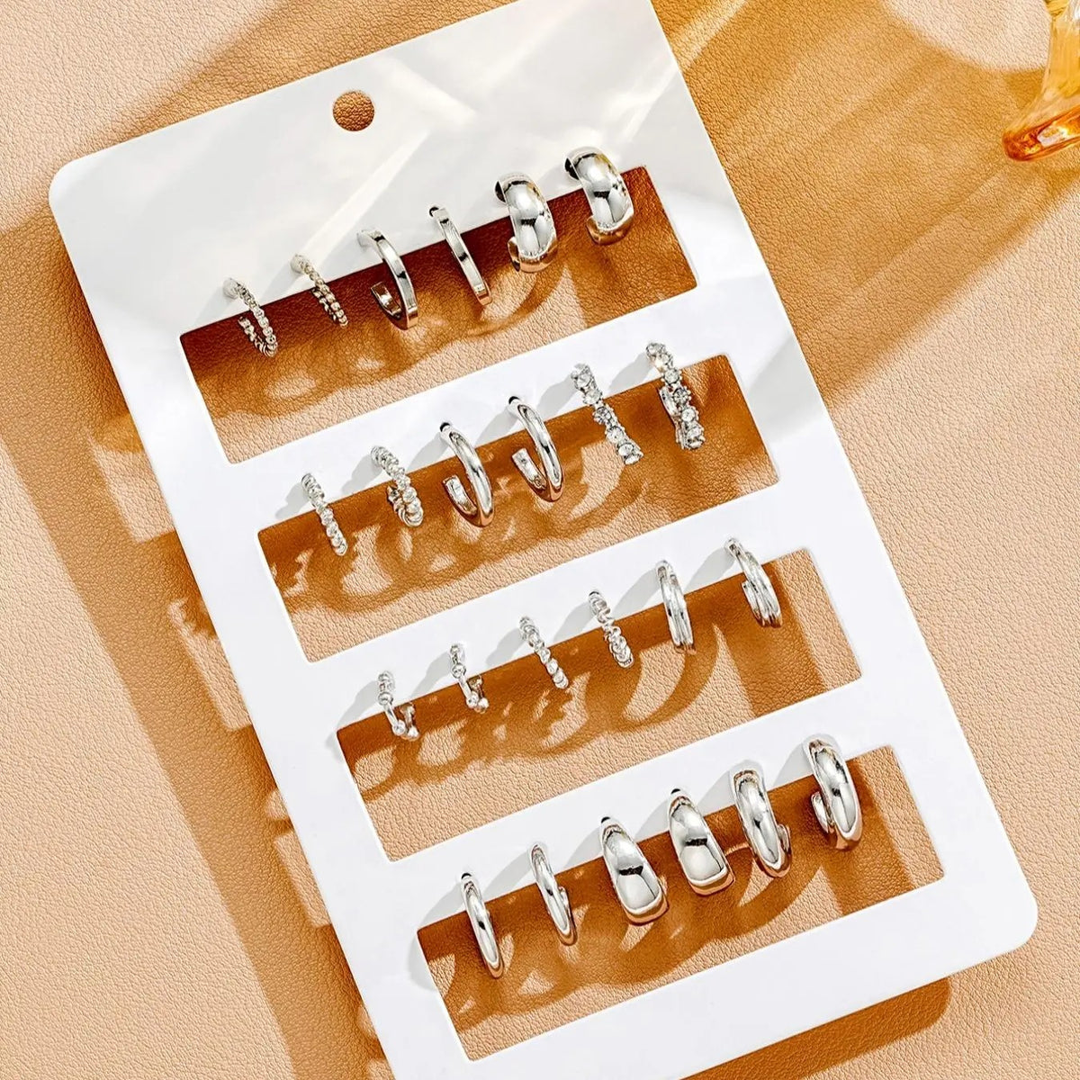 12pc Classy Mixed Textured Hoop Earring Set