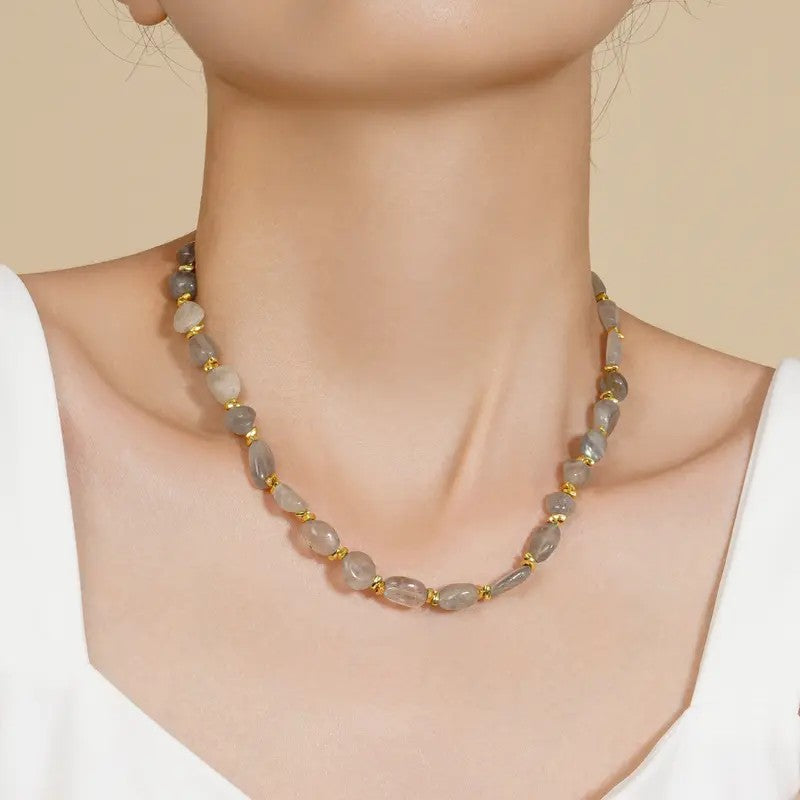 18k Boho Red Agate Bead Necklace
