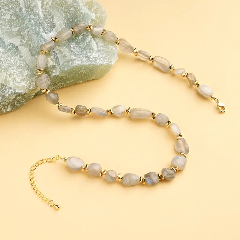 18k Boho Red Agate Bead Necklace
