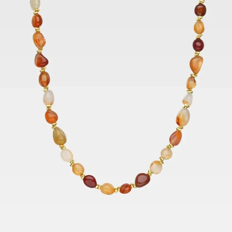 18k Boho Red Agate Bead Necklace