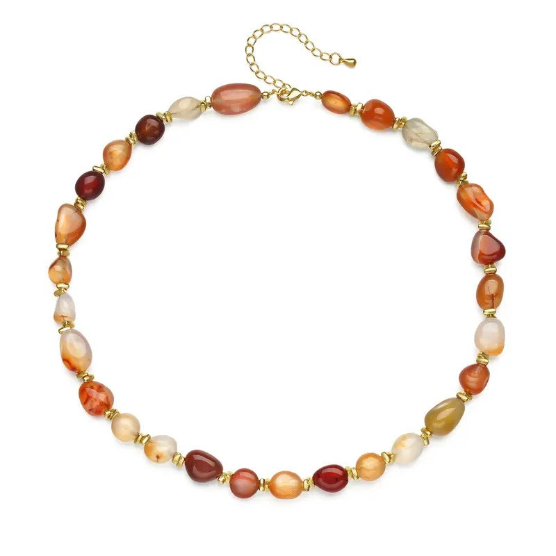 18k Boho Red Agate Bead Necklace