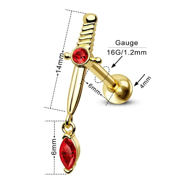 Dainty Sword Dagger Stud Earring