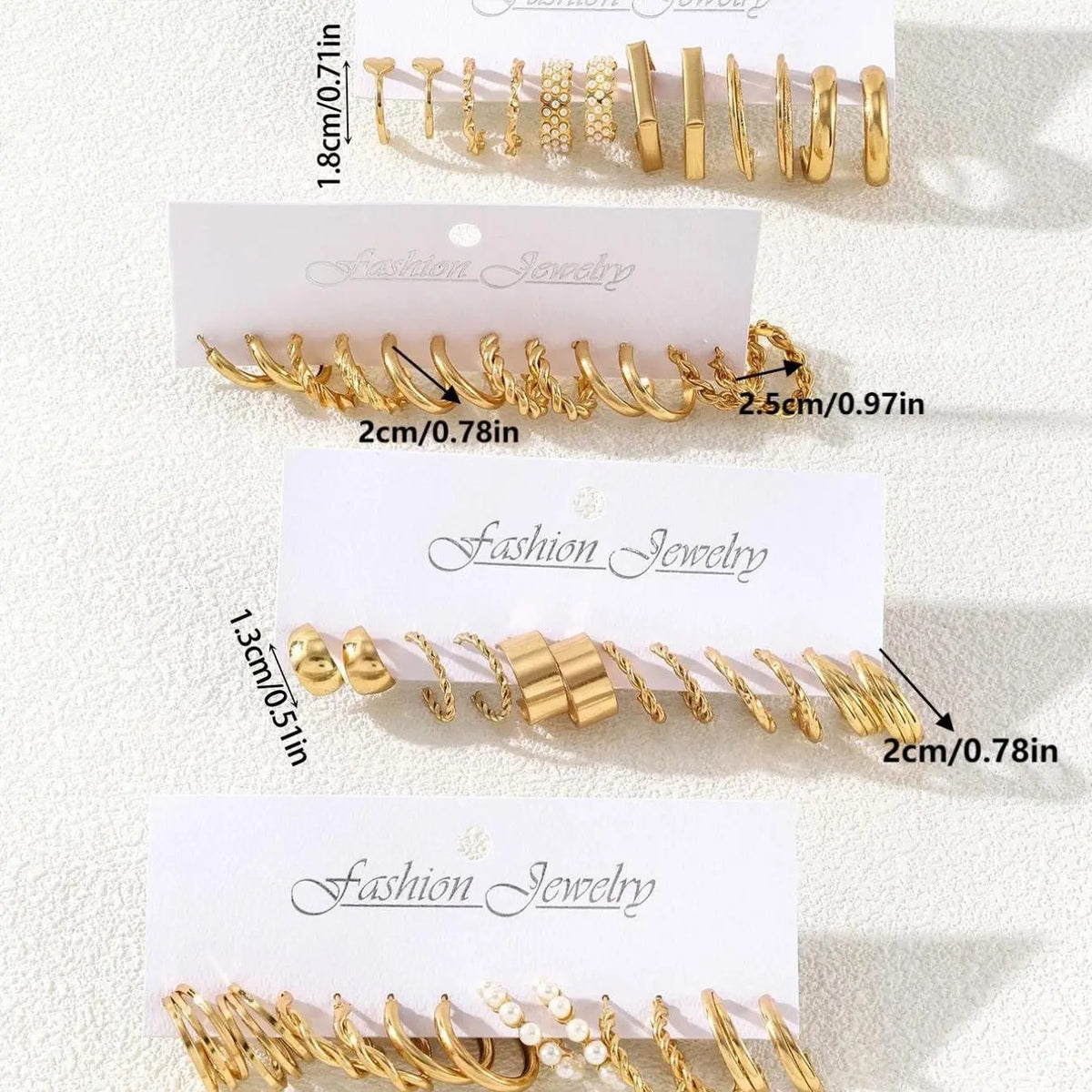 24pc Classy Geometric & Pearl Hoop Earring Set