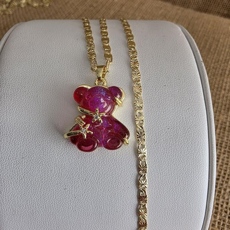 Dainty Translucent Bear Necklace