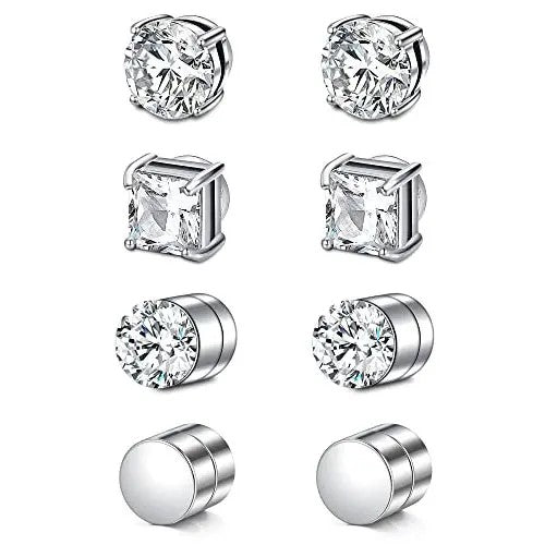 6pc Classy Round & Square Magnetic Earring Set