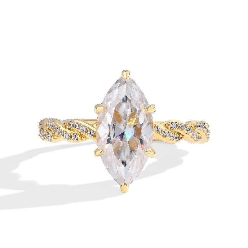 S925 Elegant Marquise Twist Ring
