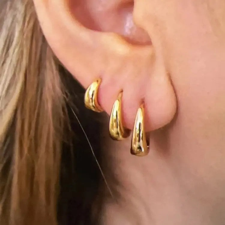 3pc Dainty Gold Huggie Hoop Earring Set