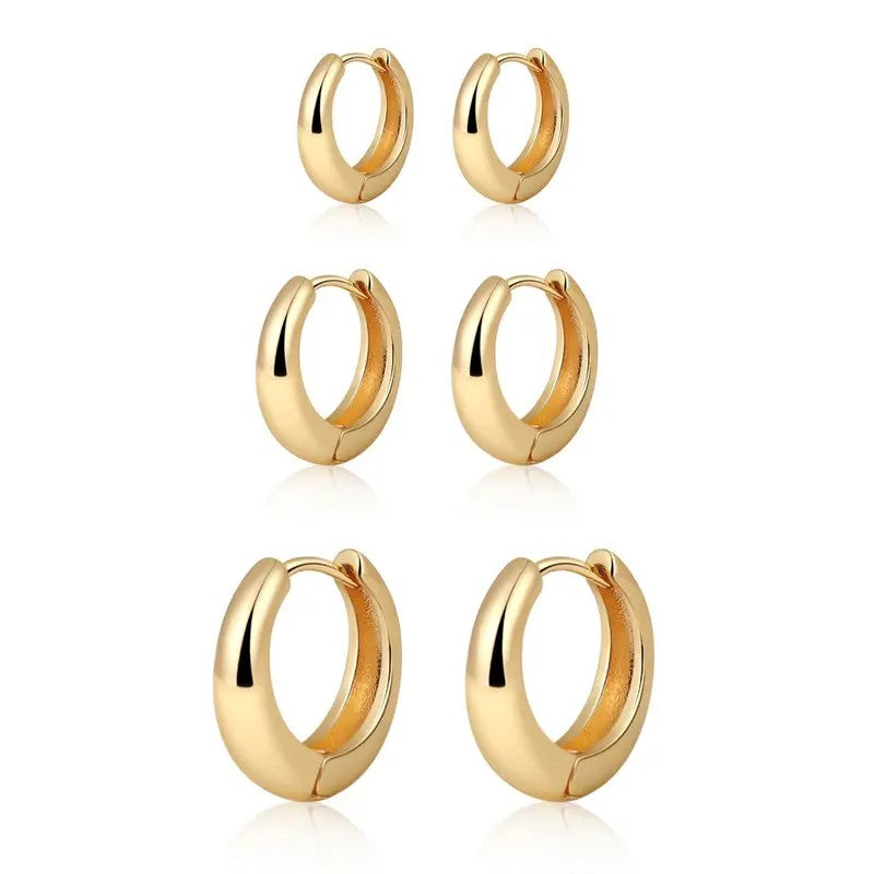 3pc Dainty Gold Huggie Hoop Earring Set