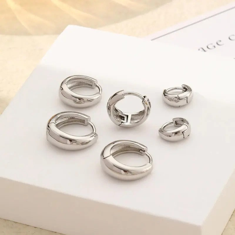 3pc Dainty Gold Huggie Hoop Earring Set