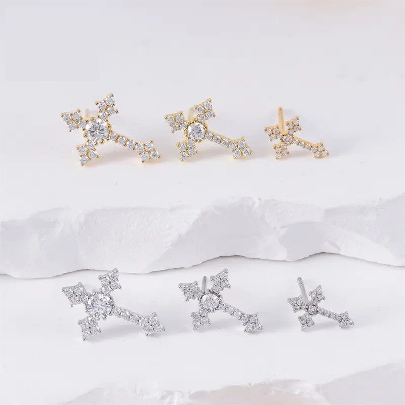 S925 Dainty Moissanite Cross Stud Earrings