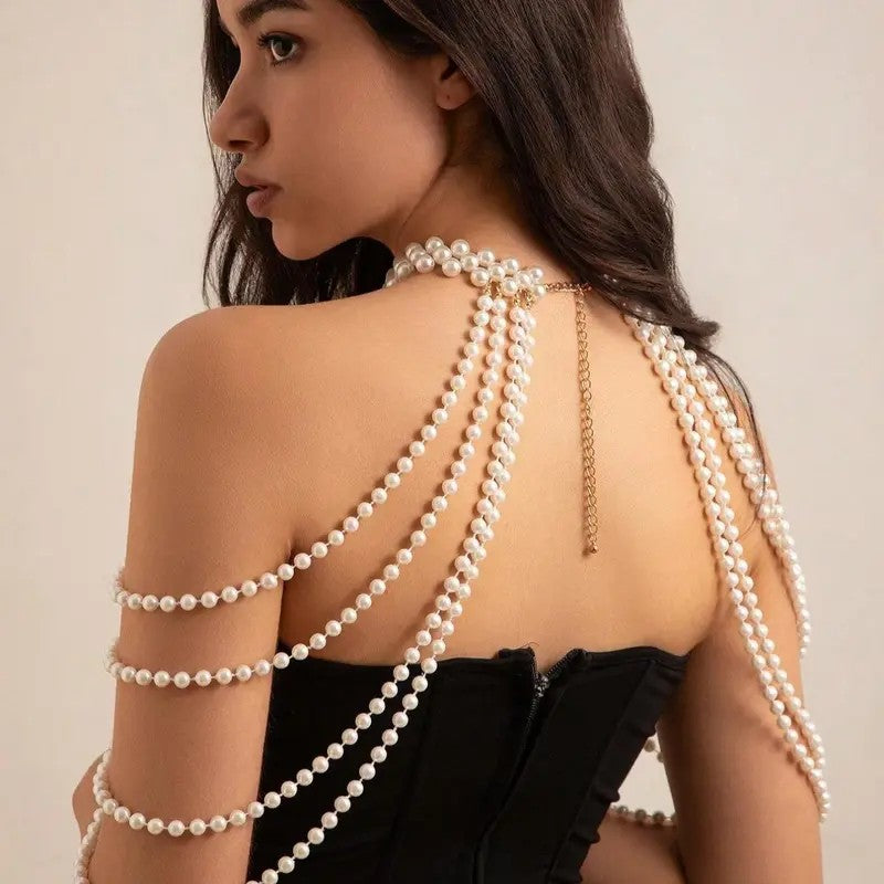 Elegant Faux Pearl Body Chain