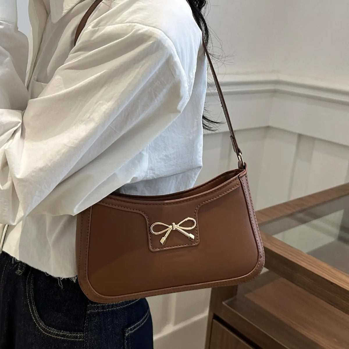 Classy Bow Accent Shoulder Bag