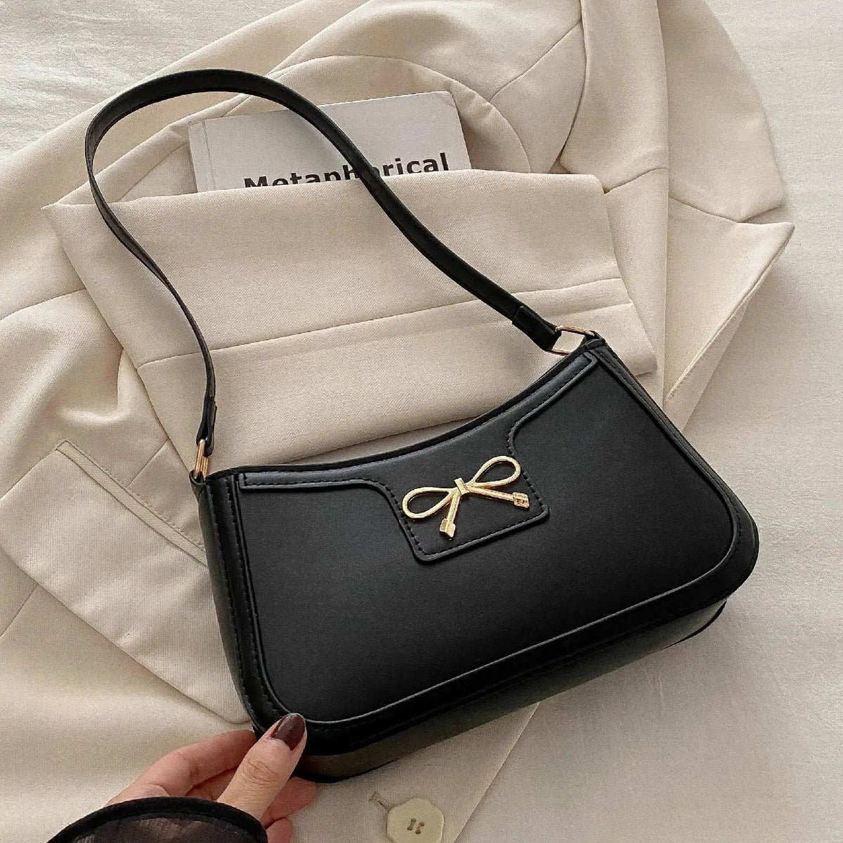 Classy Bow Accent Shoulder Bag