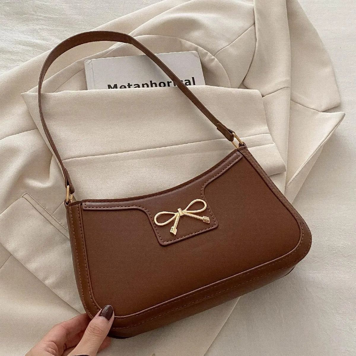 Classy Bow Accent Shoulder Bag