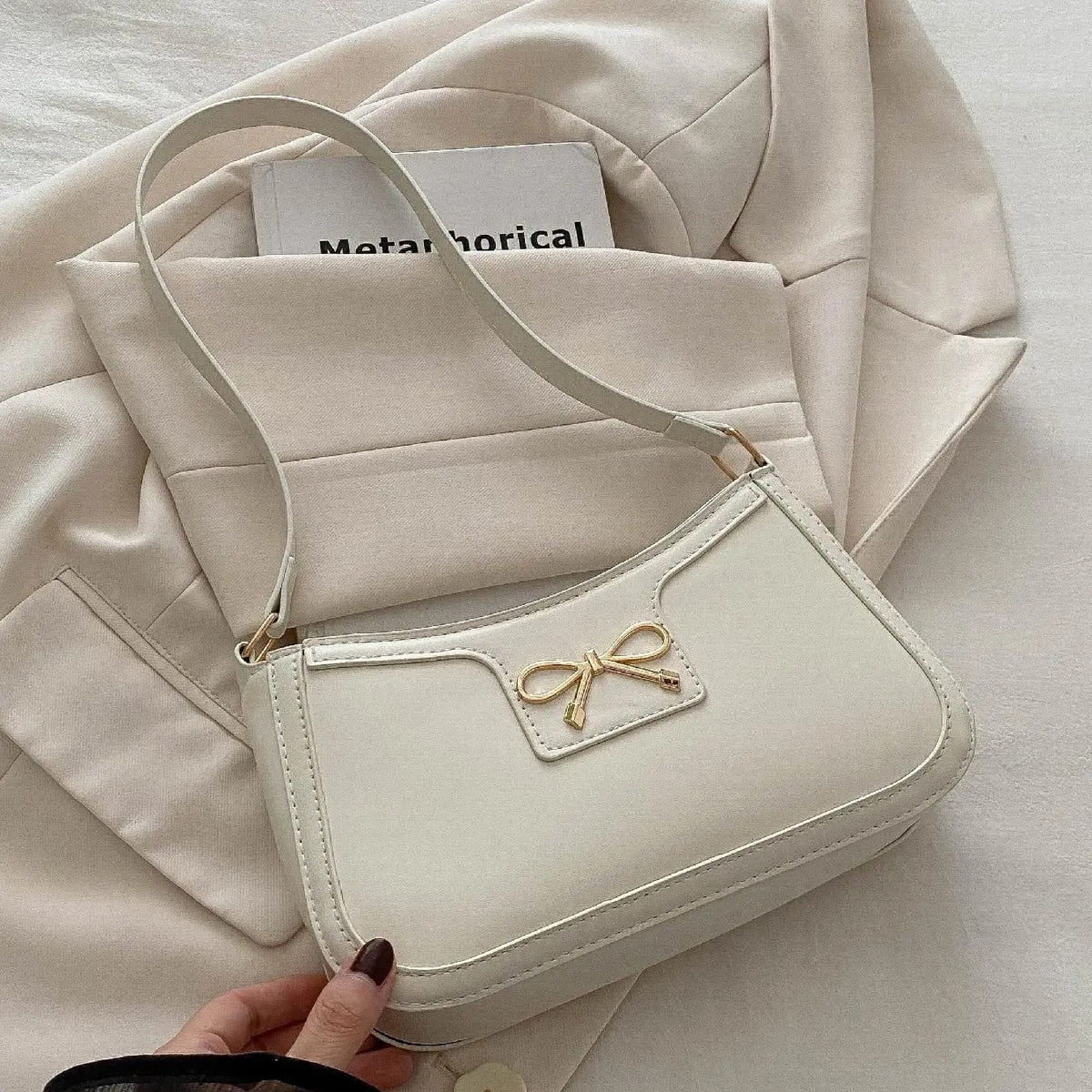 Classy Bow Accent Shoulder Bag