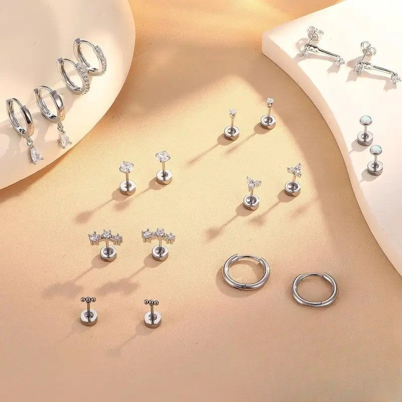 20pc 14k Dainty Flat Back Earring Set