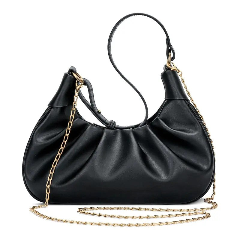 Chic Ruched Crescent Shoulder Bag