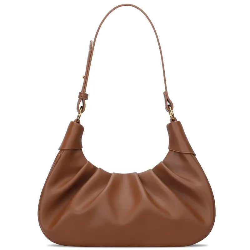 Chic Ruched Crescent Shoulder Bag