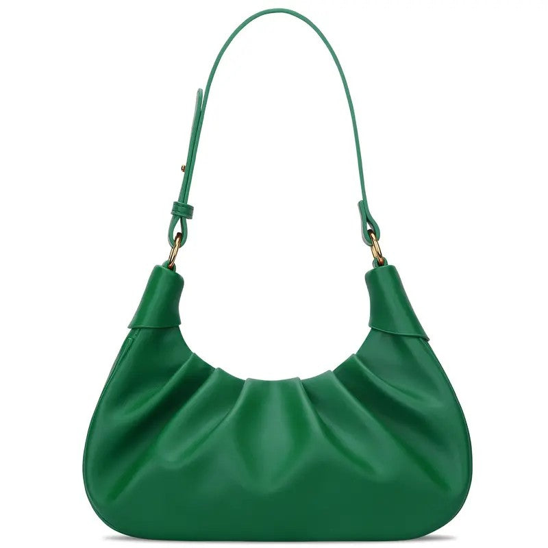 Chic Ruched Crescent Shoulder Bag