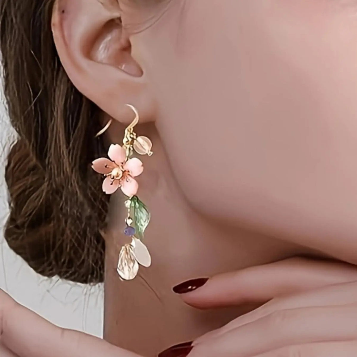 Romantic Floral Faux Pearl Dangle Earrings