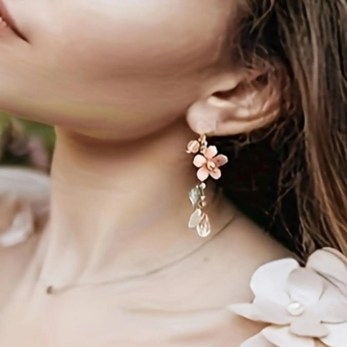 Romantic Floral Faux Pearl Dangle Earrings
