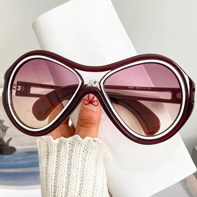 Classy Retro Two-Tone Oval Sunglasses