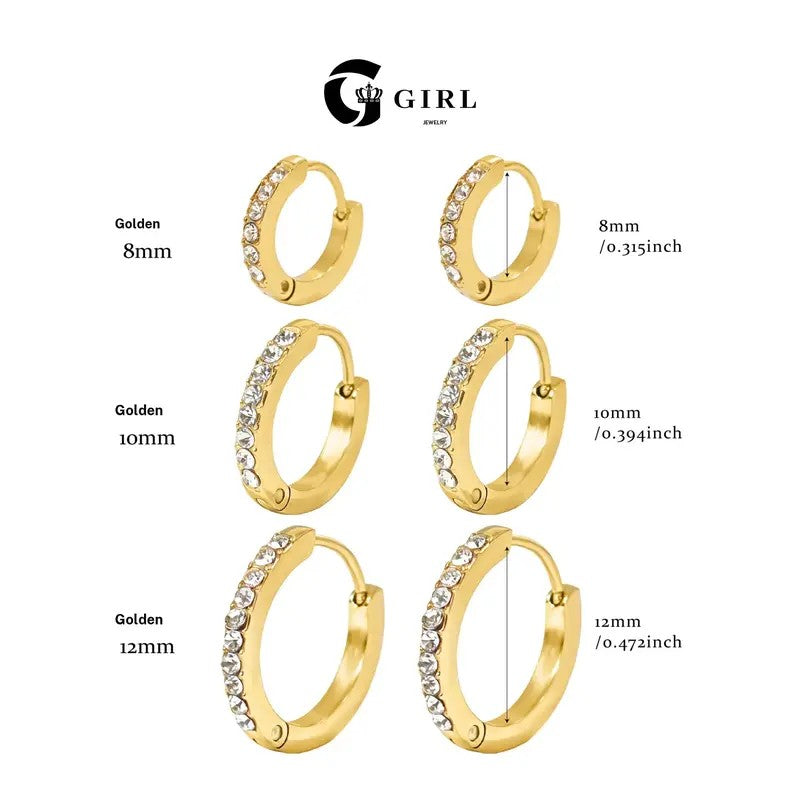 18k Dainty Zircon Hoop Earrings