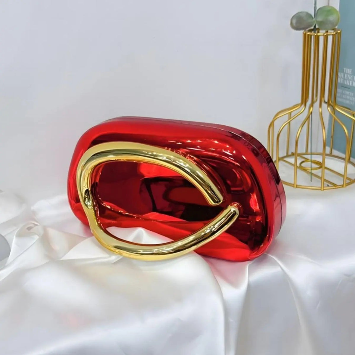 Elegant Metallic Oval Clutch
