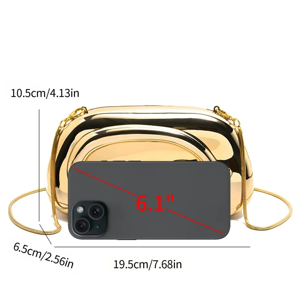 Elegant Metallic Oval Clutch