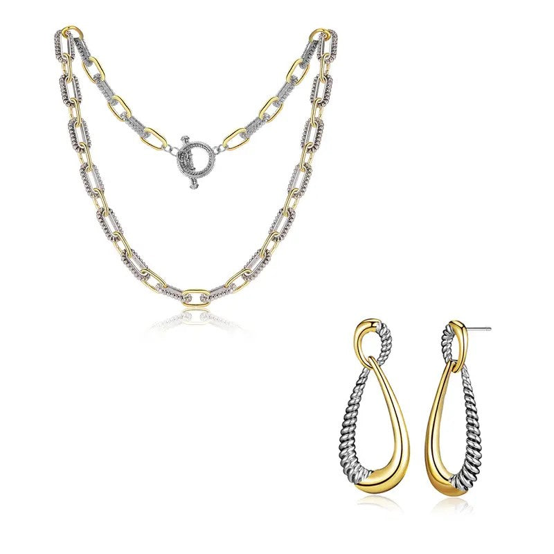 18k Classy Two-Tone Link Necklace
