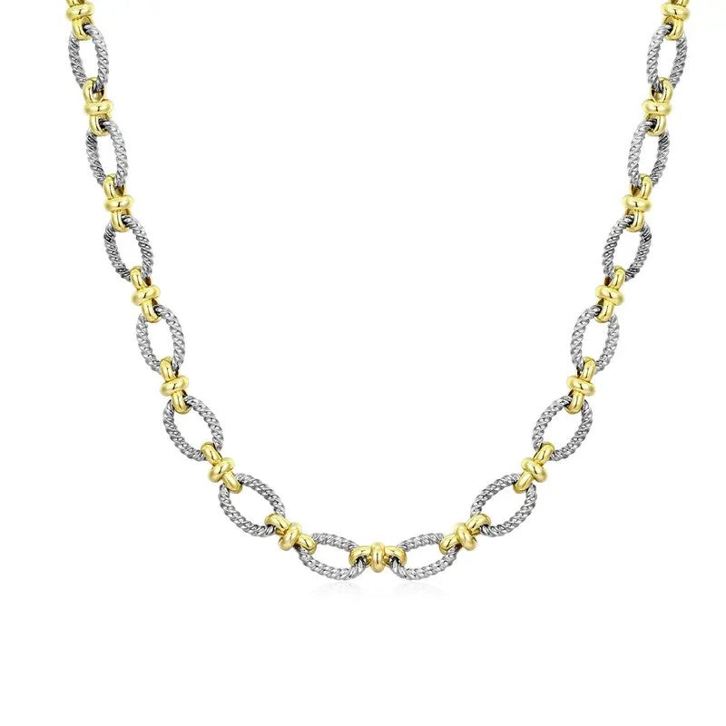 18k Classy Two-Tone Link Necklace