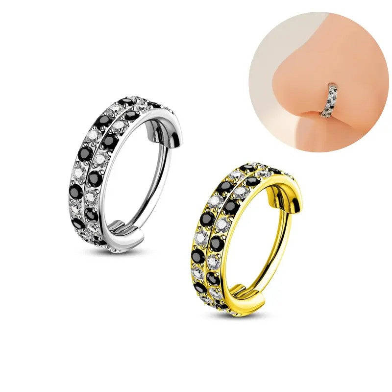 Dainty Checkerboard CZ Clicker Nose Ring