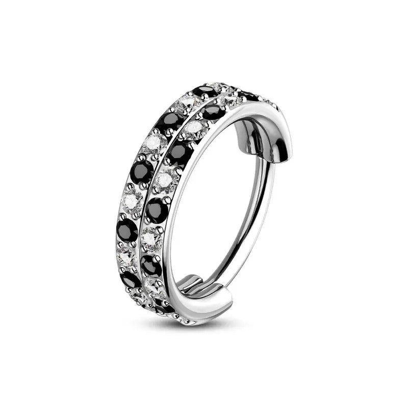 Dainty Checkerboard CZ Clicker Nose Ring