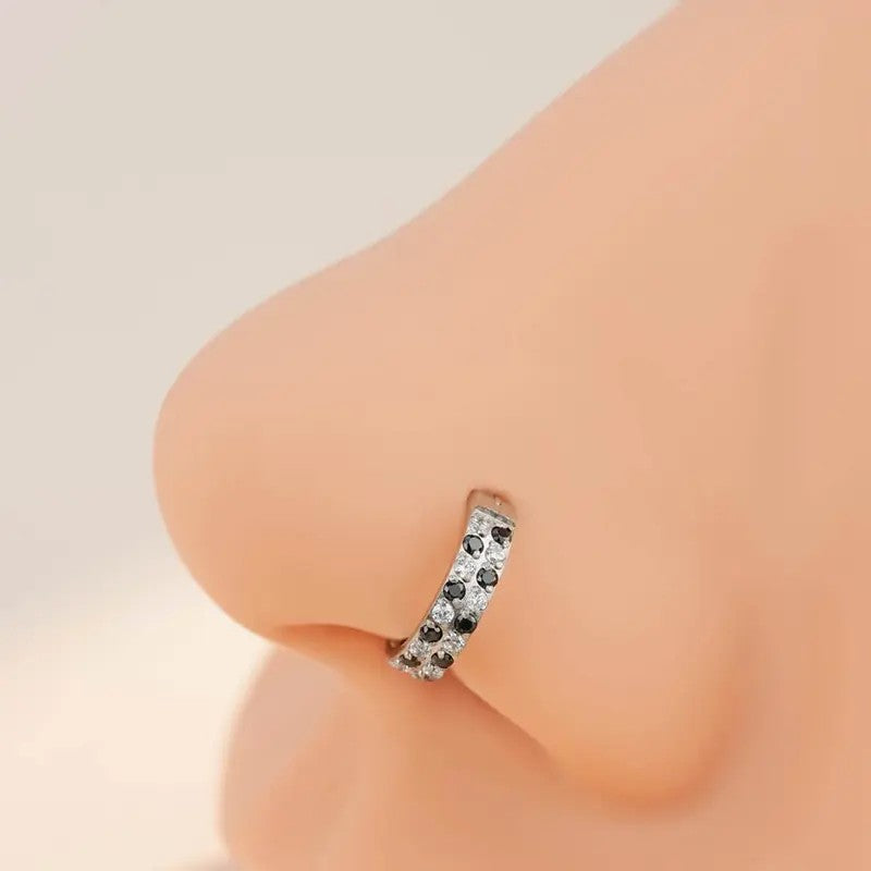 Dainty Checkerboard CZ Clicker Nose Ring