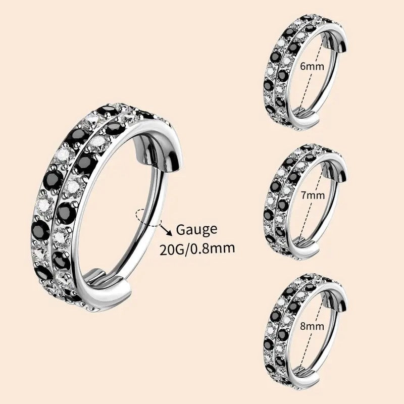 Dainty Checkerboard CZ Clicker Nose Ring