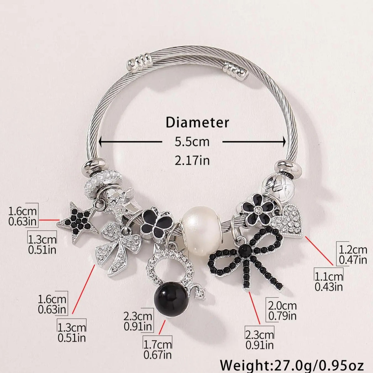 Dainty Cat Star & Bow Charm Bracelet