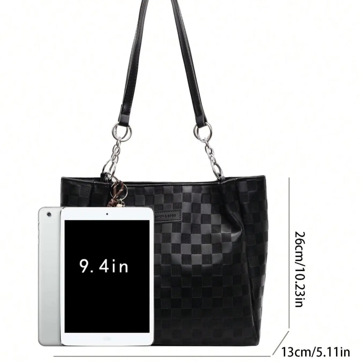 Classy Checkered Chain Tote Bag