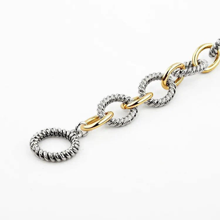 Classy Two Tone Twisted Link Bracelet