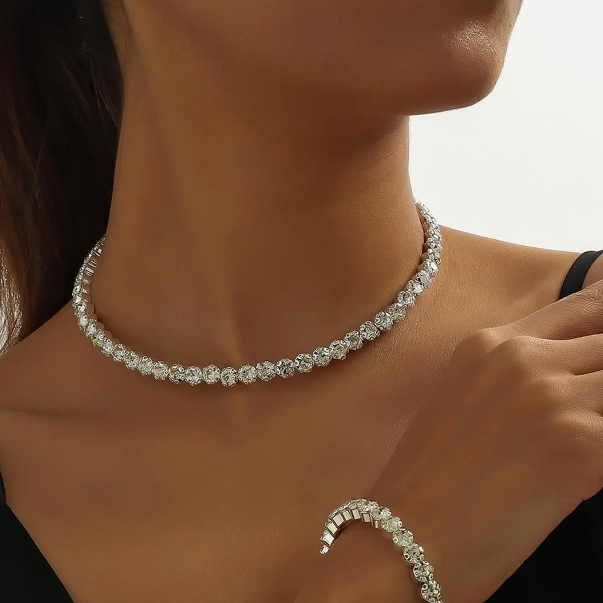 3pc Classy Round Zircon Necklace, Bracelet & Earring Set