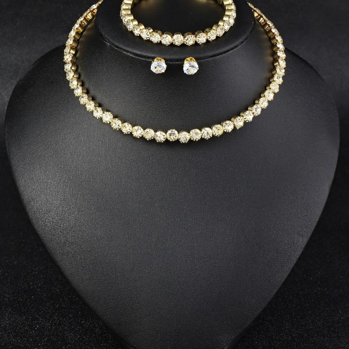 3pc Classy Round Zircon Necklace, Bracelet & Earring Set
