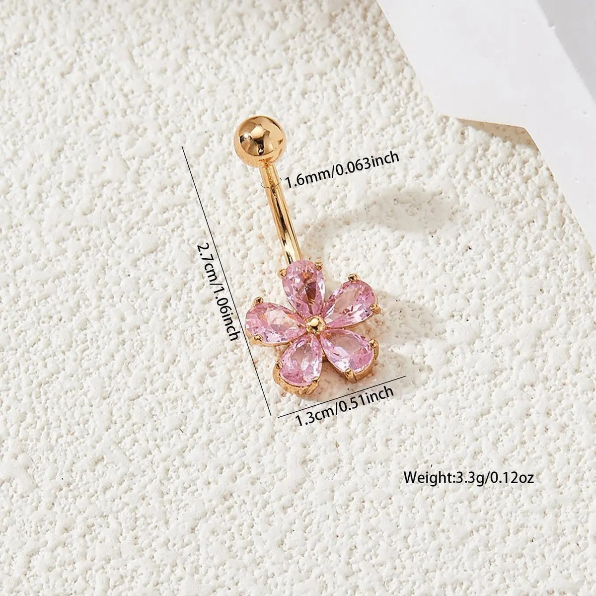 Dainty Pink Flower Belly Button Ring